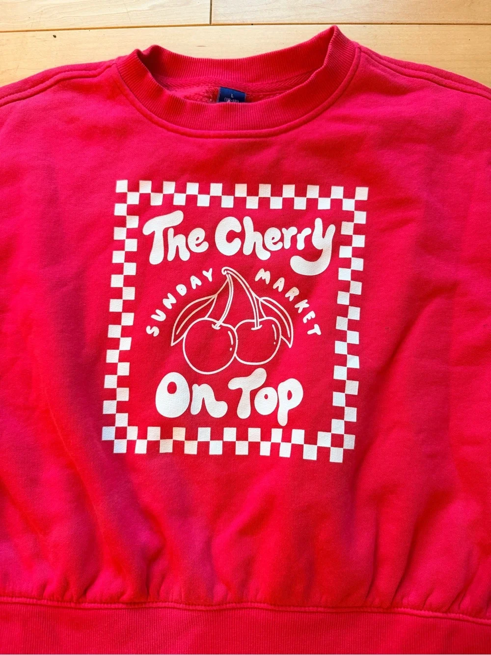 Old Navy Hot Pink Cherry Graphic Pullover Sweatshirt
